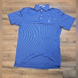 Houlderness & Bourne Polo Shirt Mens M Purple Striped Golf Tailored Fit Logo